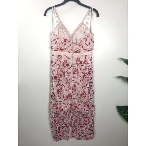 Bardot Women's 6 / Small Pink Red Lace Dress Date Night Wedding Guest Delicate - Picture 3 of 11